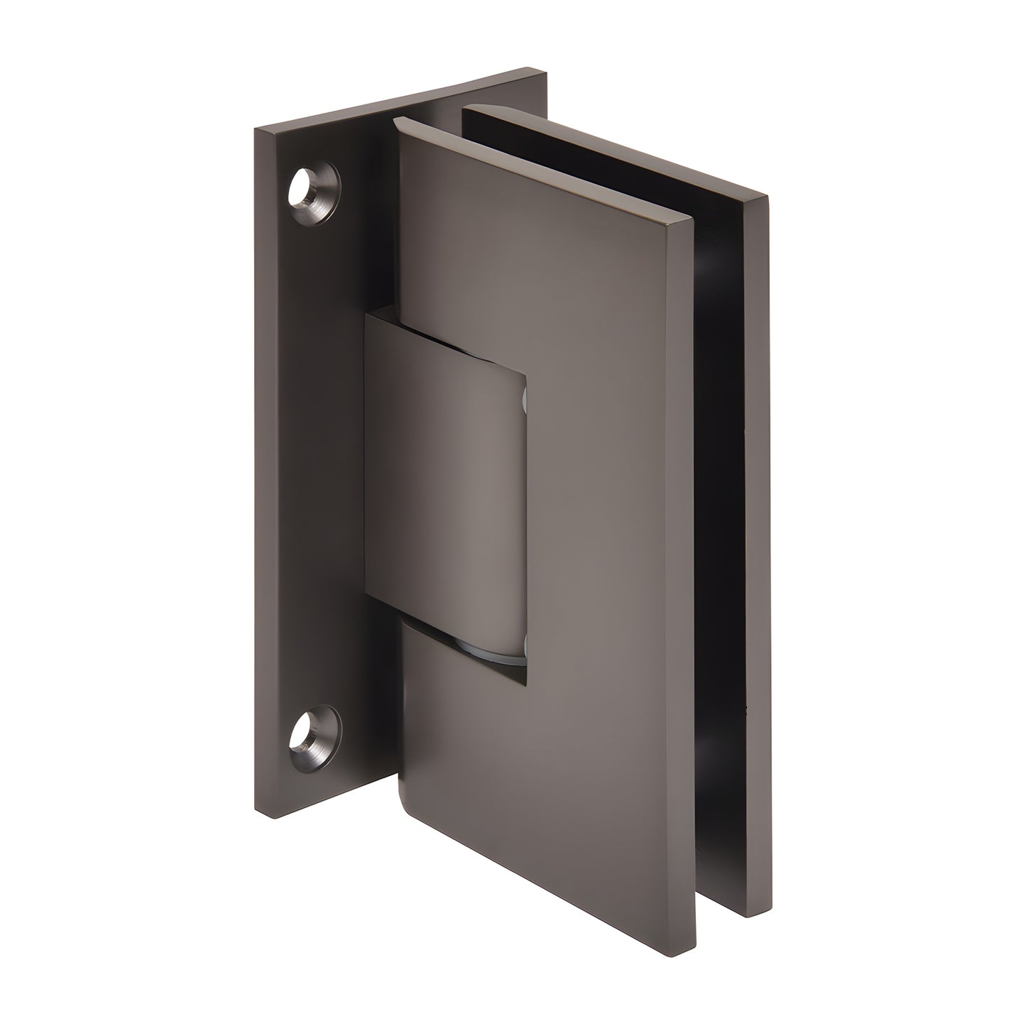 Vienna adjustable shower hinge, matte gun metal brass, full back plate for 1/2" tempered glass - SKU V1E337MGM
