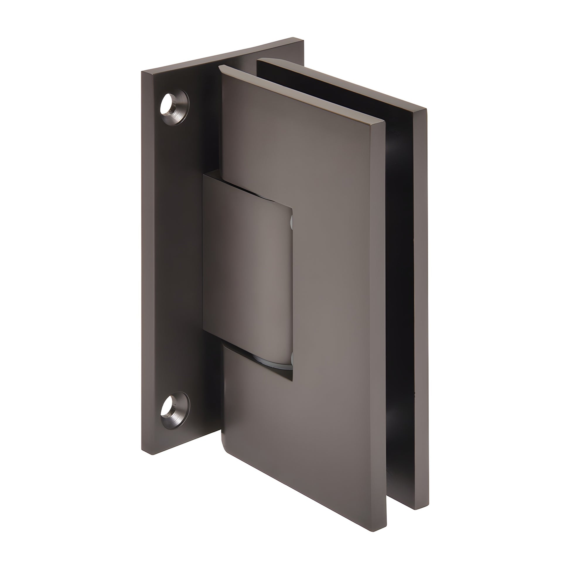Vienna adjustable shower hinge, matte gun metal brass, full back plate for 1/2" tempered glass - SKU V1E337MGM