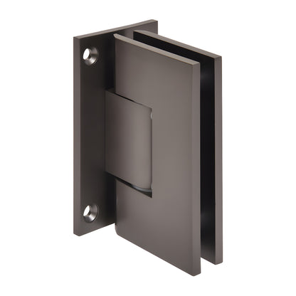Vienna adjustable shower hinge, matte gun metal brass, full back plate for 1/2" tempered glass - SKU V1E337MGM