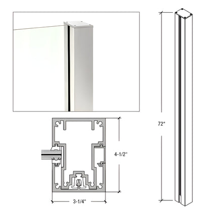 Cielo aluminum windscreen post (SKU C72EKS), silver metallic, 72" tall, 3-1/4" trim, 4-1/2" depth