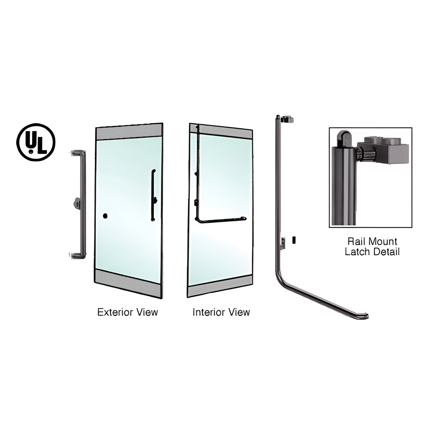 Oil rubbed bronze PA100 panic handle - 11 4 tubular rail mount panic bar for 1/2-3/4 tempered glass doors, exterior keyed opt