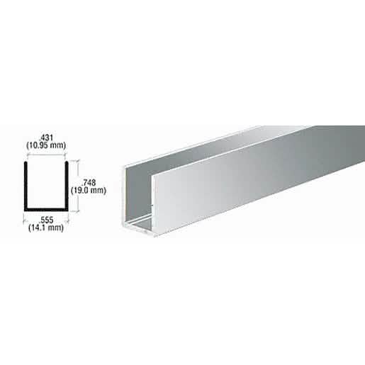 CRL Brite Anodized 3/8" Aluminum U-Channel: Durable and sleek for glass installations.