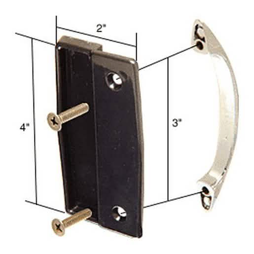 CRL Black Sliding Screen Door Pull Set, Chrome Exterior, 3" Screw Holes, Secure Fit