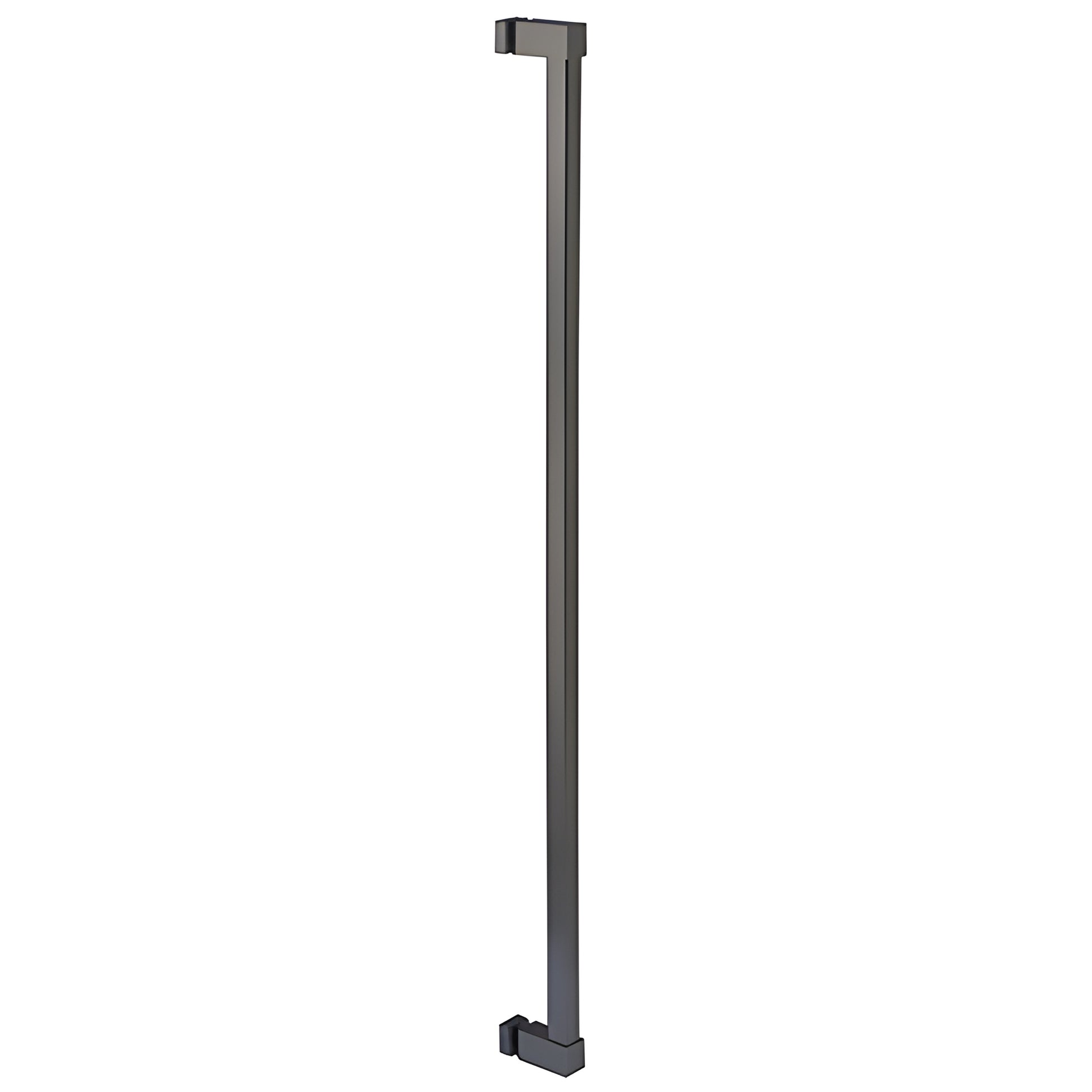 Matte black 43" single-sided square ladder pull handle for 3/8-3/4" tempered glass, stainless steel (SKU SQC42MBL)