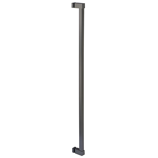 Matte black 43" single-sided square ladder pull handle for 3/8-3/4" tempered glass, stainless steel (SKU SQC42MBL)