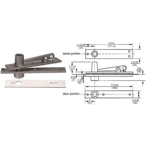 Rixson® Heavy-Duty Center-Hung Top Pivot with Polished Chrome Cover Plate - Image 1