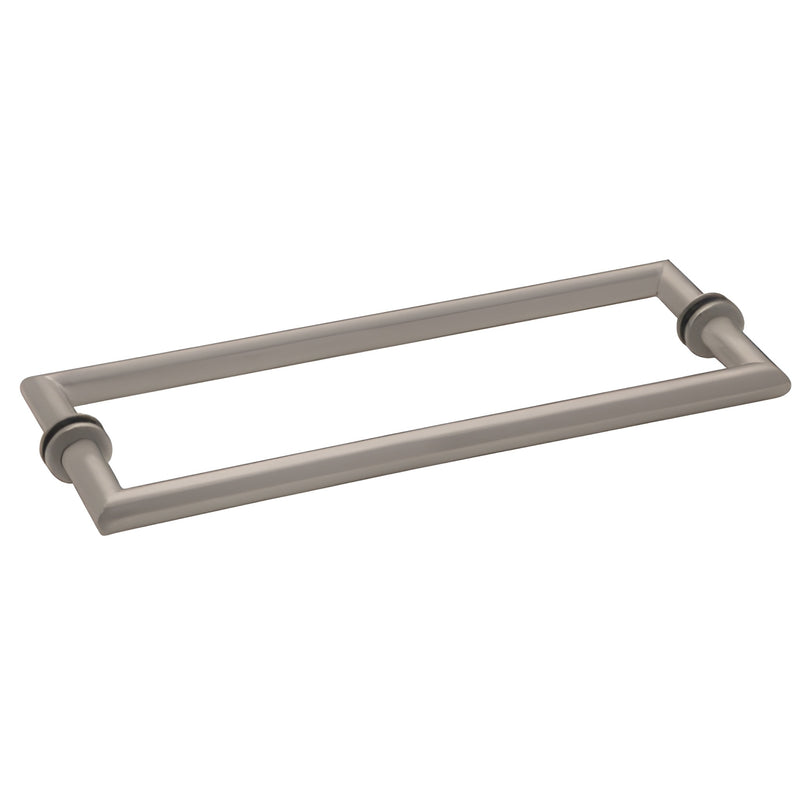 Brushed nickel 24" back-to-back towel bar, 3/4" round brass tubing with mitered square corners (MT24X24BN)