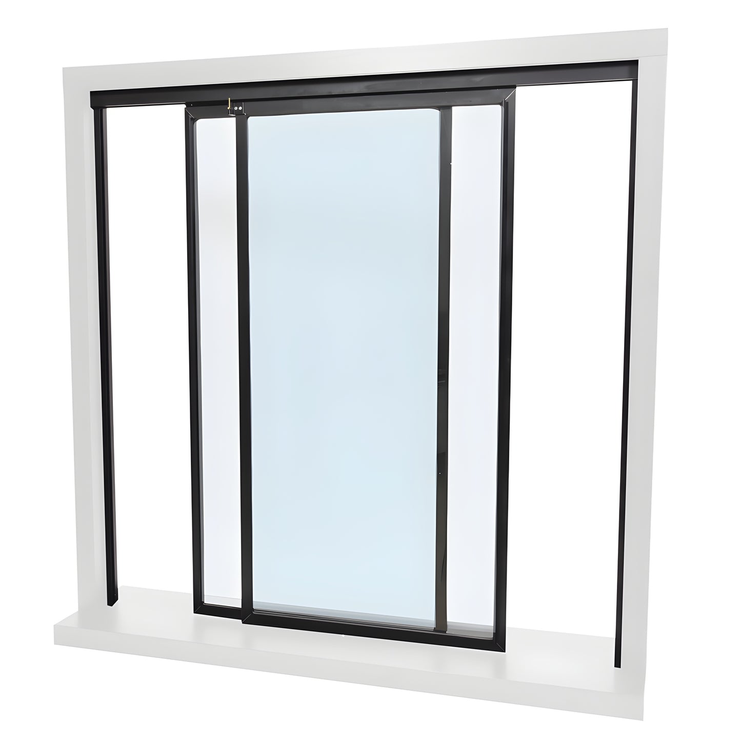 36x48 sliding transaction window (SKU D1041DUXX3648) two 1/4" clear tempered glass panels, duranodic bronze frame