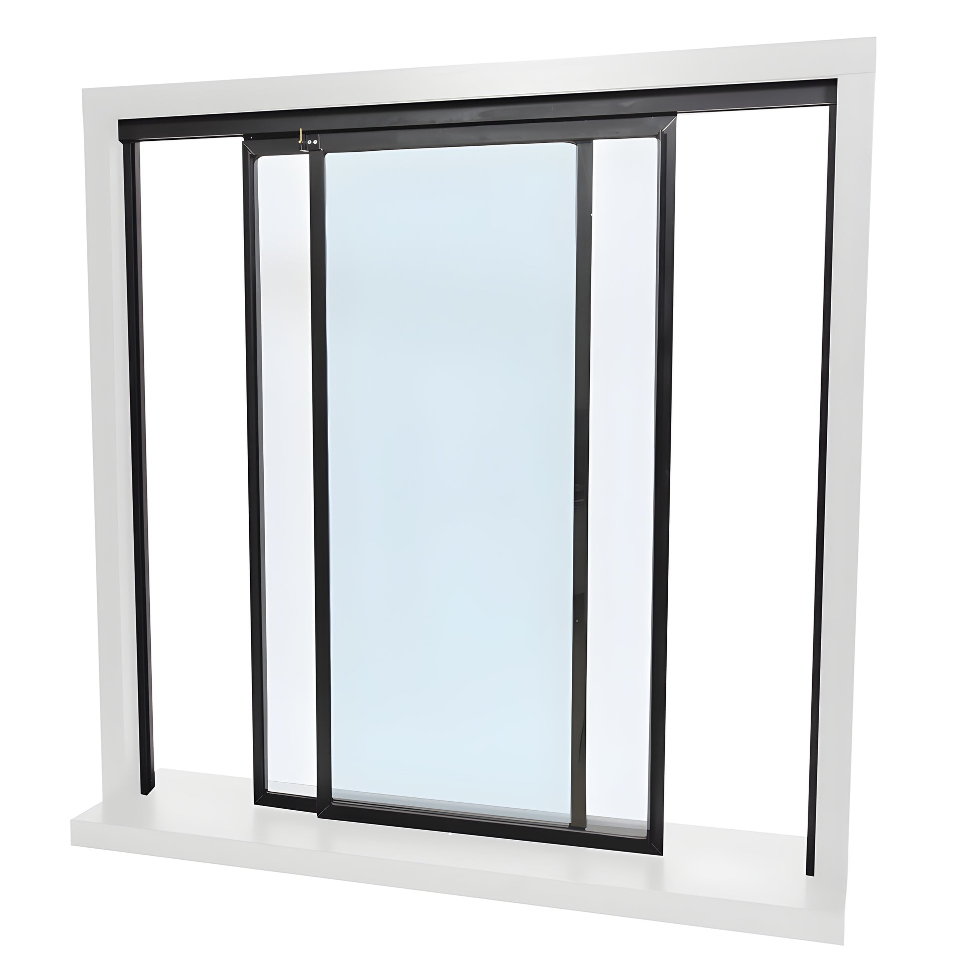 36x48 sliding transaction window (SKU D1041DUXX3648) two 1/4" clear tempered glass panels, duranodic bronze frame