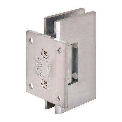 V1E074BCH brushed chrome solid brass wall-mount shower hinge, short back plate for 3/8-1/2" tempered glass