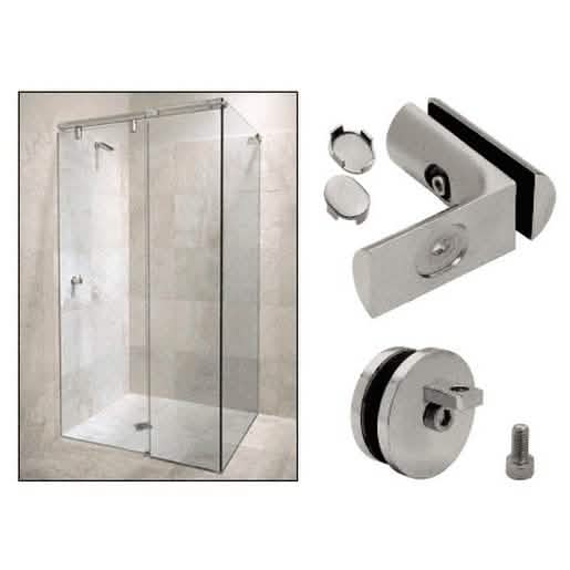 Brushed Nickel Hydroslide 90° Wall-to-Glass Shower Door Kit - Sleek and Modern Design