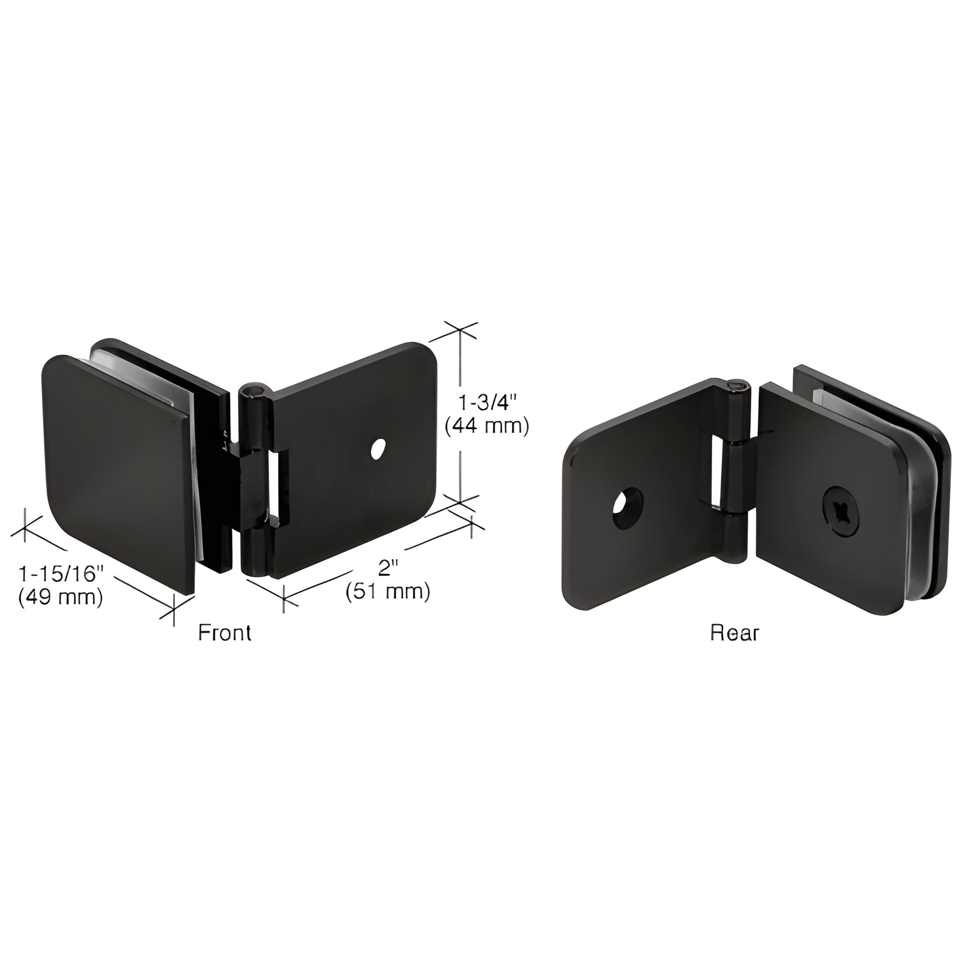 ADJ037MBL matte black adjustable solid brass wall-mount glass clamp for 5/16-1/2 in (8-12 mm) panels