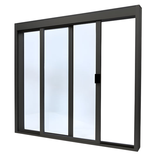 DW48440XGDU Duranodic bronze aluminum 3-panel sliding service window, 1/4" clear tempered glass, self-latching