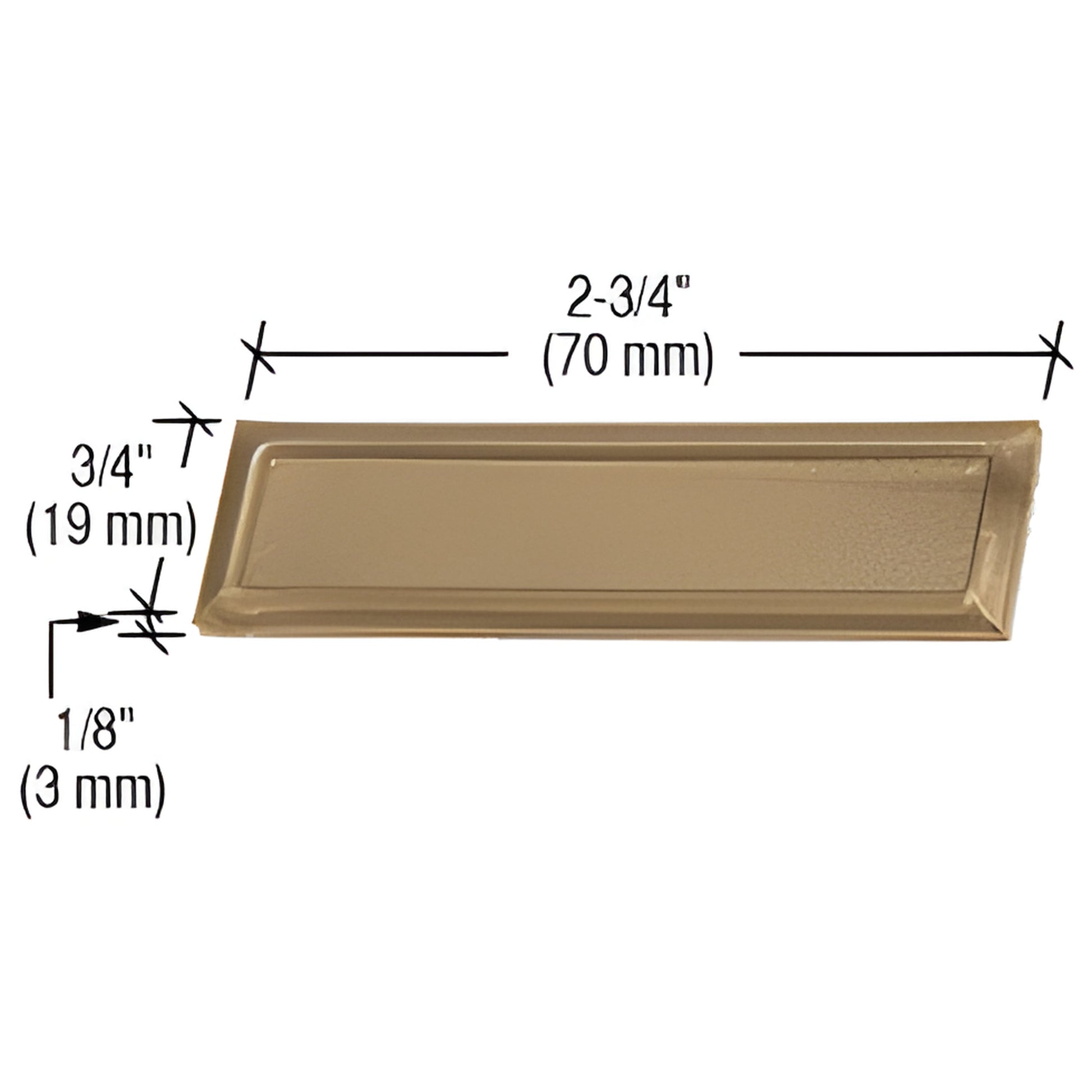 FP90 bronze stick-on finger pull 2-3/4 x 3/4 x 1/8 in, peel-and-stick plastic grip