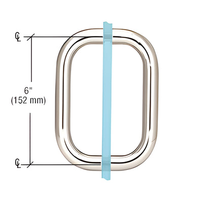 CRL 6" Polished Nickel Solid Brass Back-to-Back Door Pull Handle 3/4"