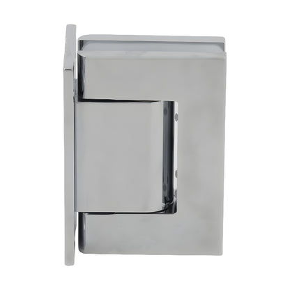 Polished chrome aluminum oil-dynamic full back plate wall hinge for 8-14mm glass doors, self-closing (SKU H8210BTCH)