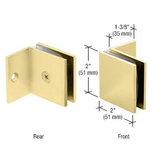 CRL Satin Brass Fixed Panel Square Clamp - Small Leg, Elegant Finish, Secure Fit