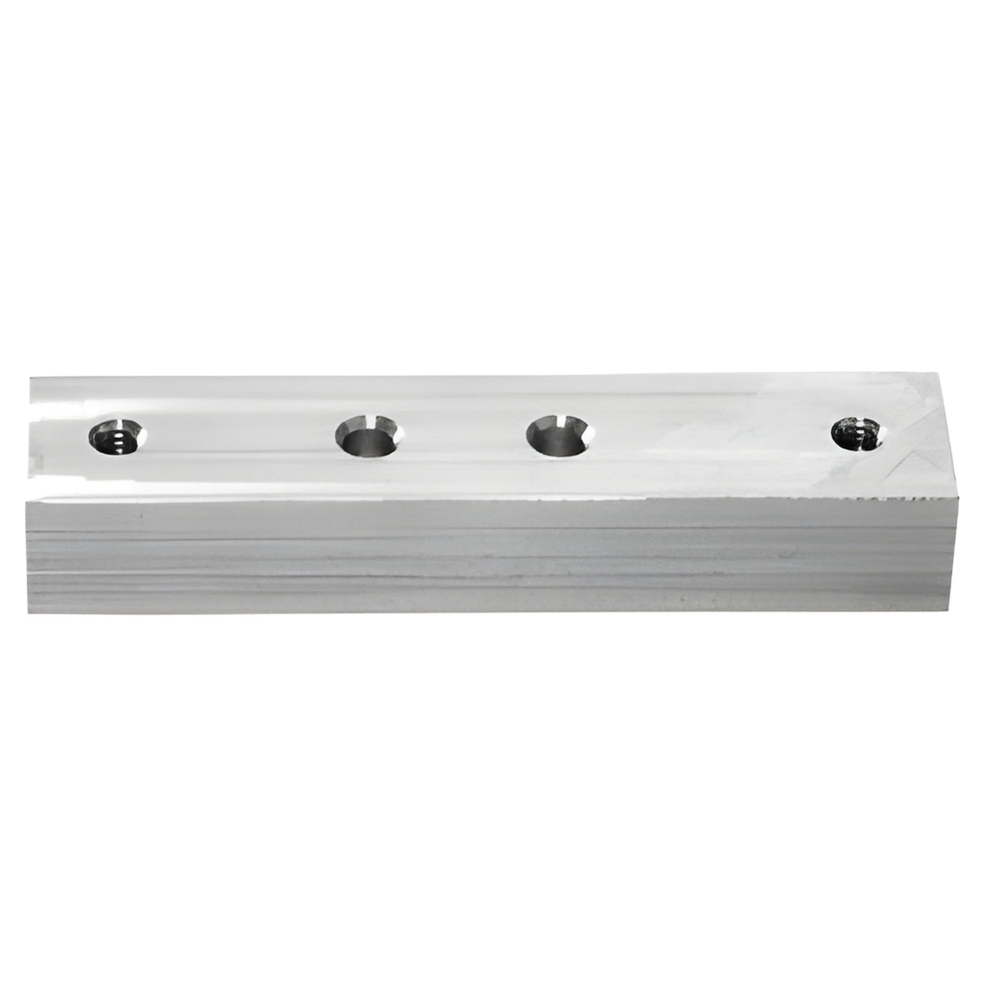 Aluminum adapter block with three countersunk holes for Rixson 340 walking beam pivot, CRL340ADP