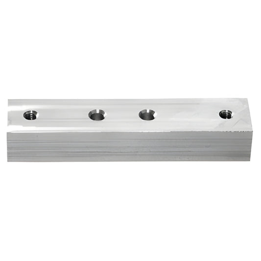 Aluminum adapter block with three countersunk holes for Rixson 340 walking beam pivot, CRL340ADP