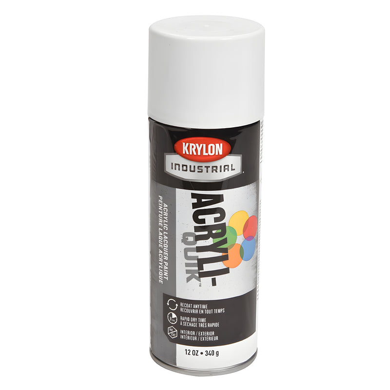 Krylon Industrial acrylic lacquer spray paint, gloss white 12 oz can (SKU KP1501)