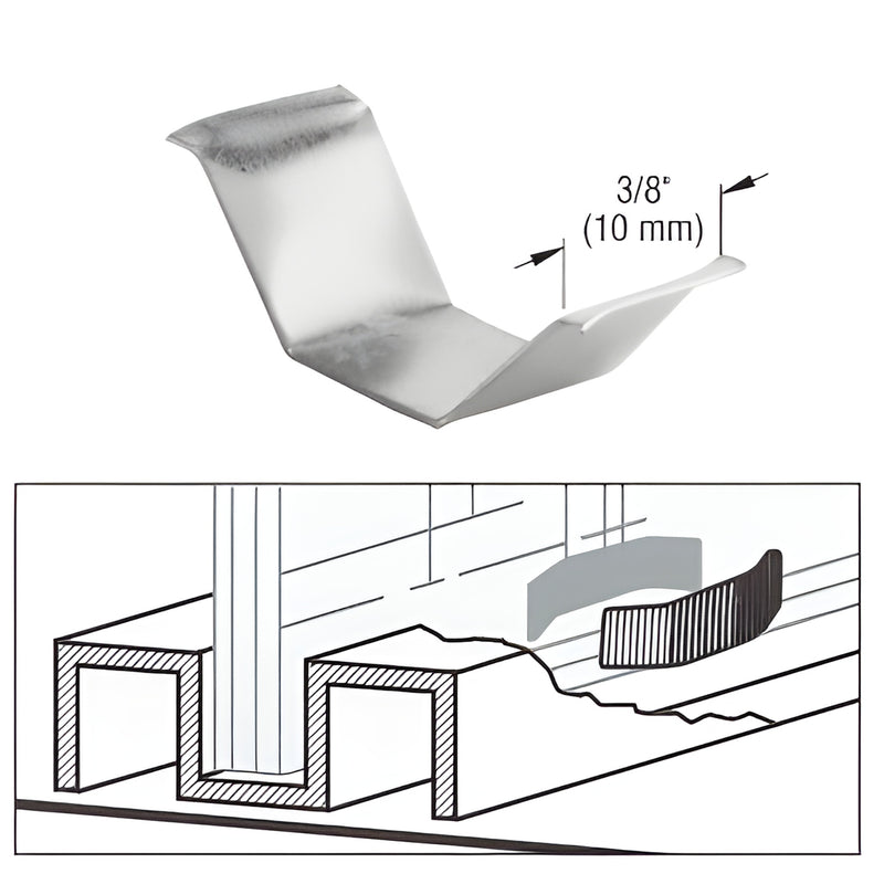 W318 steel spring centering wedge for glazing, 3/8 (10 mm) channel spacer that holds glass centered.