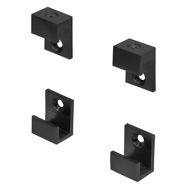 Matte black steel mirror clip set (4) for 1/4" beveled mirrors, 5/8" wide - SKU MC01MBL