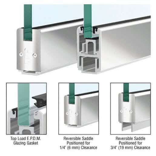 CRL Polished Stainless Sidelite Rail, 2-5/16" x 120", Low Profile, Saddle Design