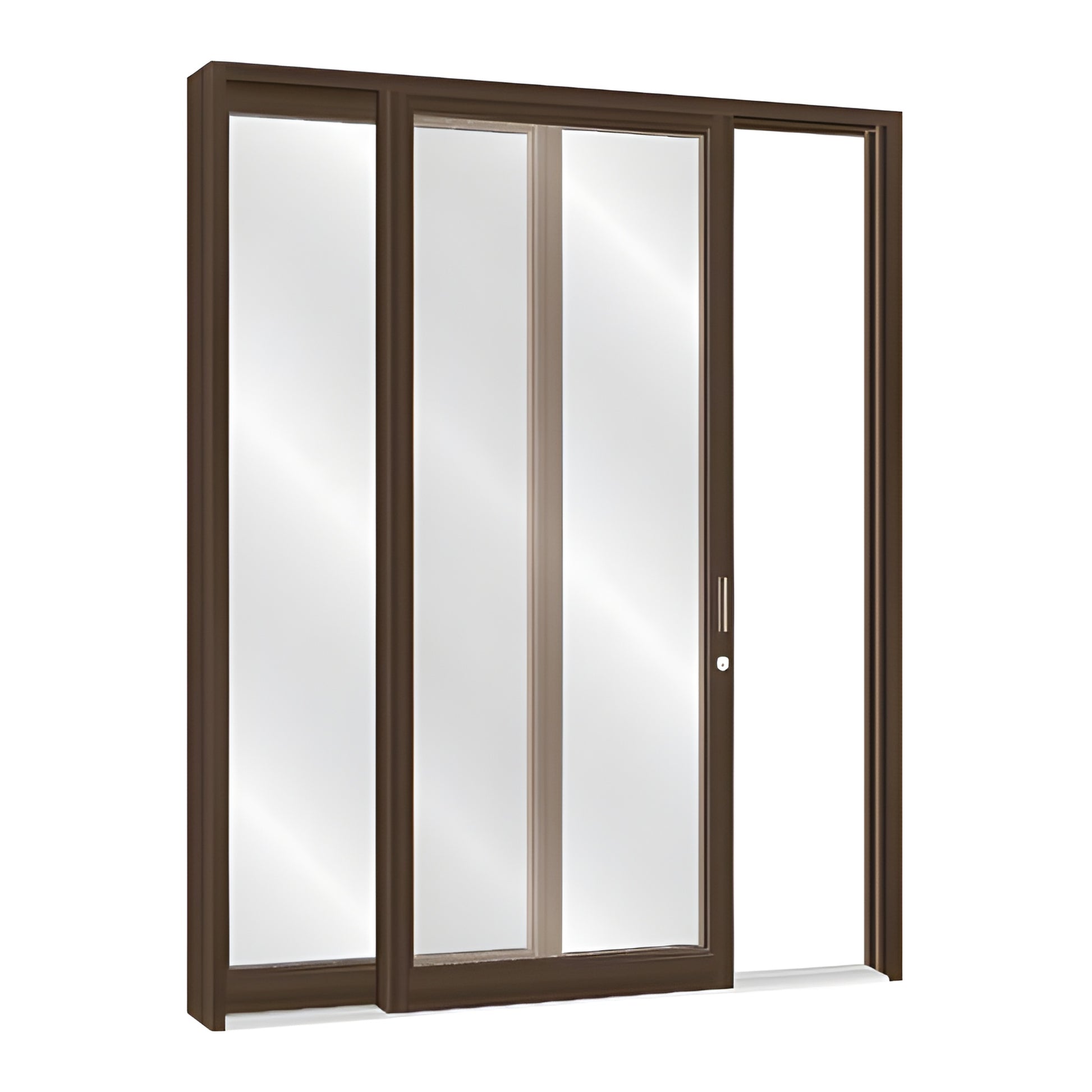 Black bronze anodized narrow stile sliding storefront entrance door (SKU SD21022) with tempered glass panels and flush pulls