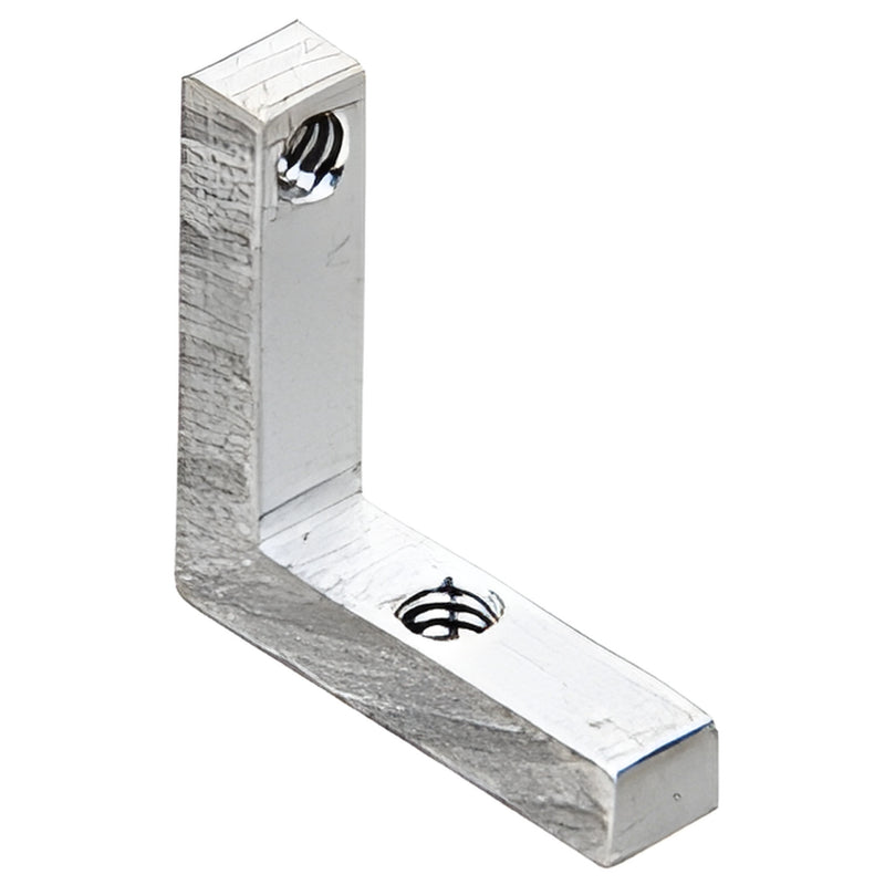 CRL aluminum L-shaped pass-thru frame corner, 1 in, two screw holes, for D1675A fixed glass frame (SKU 658)