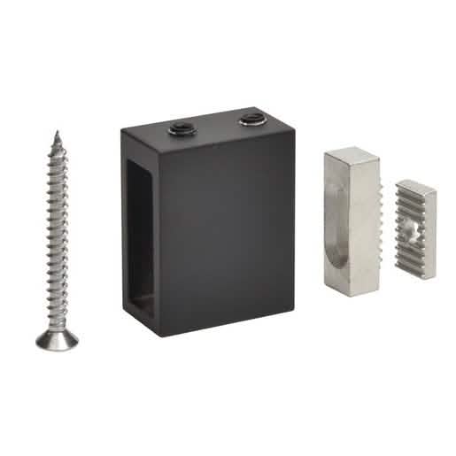 CRL Matte Black Adjustable Track Holder Fitting for Wall - 2/Pack, Sleek Design