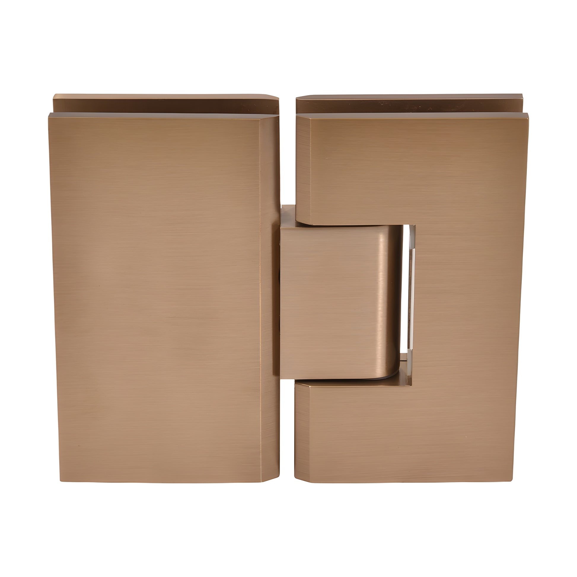 CRL Vienna 180-degree glass-to-glass shower hinge, dark brushed bronze brass, fits 3/8-1/2" glass - SKU V1E180DBBZ