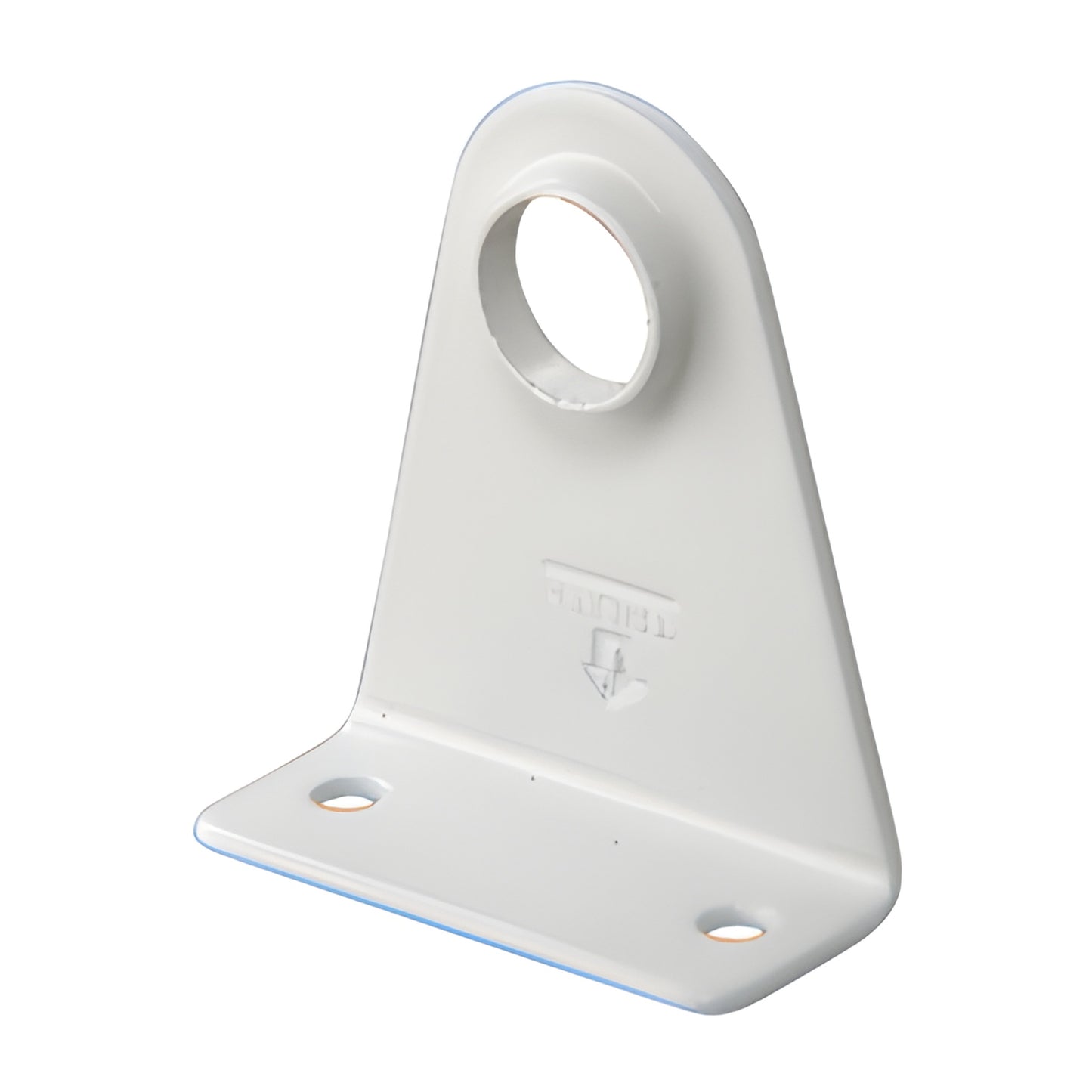 White stamped-steel Truth bearing bracket (SKU EP27050) with mounting holes and top ring opening for pole ring support