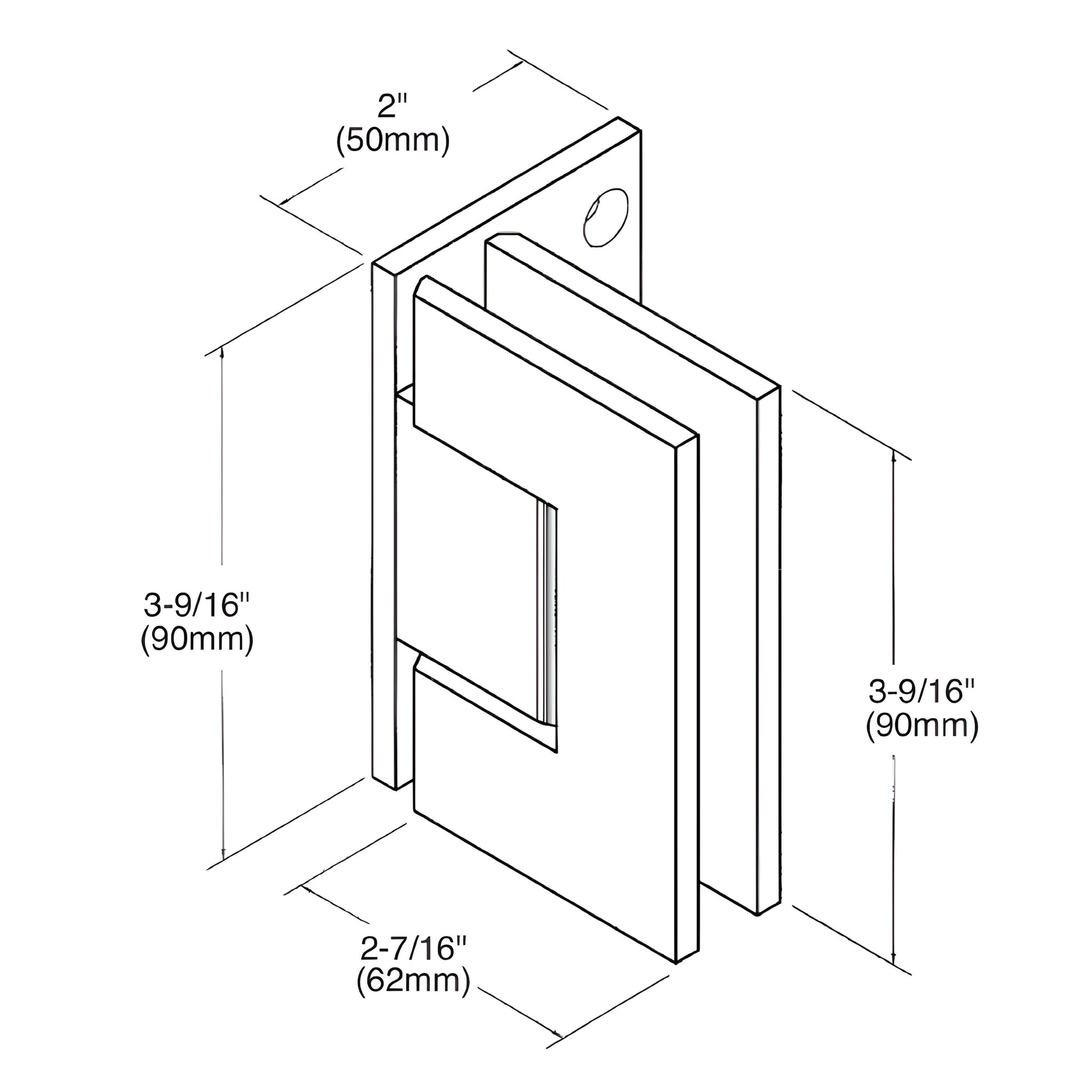 MEL044BN Melbourne brushed nickel solid brass offset wall-mount shower door hinge for 8-12mm tempered glass