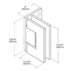 Polished chrome solid brass Melbourne shower door hinge (SKU MEL044CH) for 8-12mm tempered glass, wall-mount, self-centering.