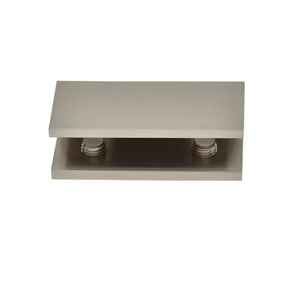 Brushed nickel solid brass no-drill fixed panel clamp with clear gasket and two mounting screws - SKU NDC12BN
