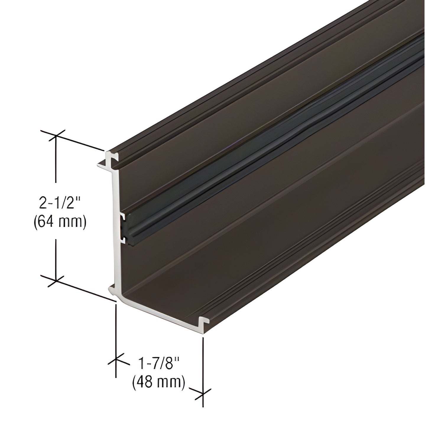 Black bronze anodized aluminum curtain wall extrusion profile, 2-1/2" (64mm) x 1-7/8" (48mm).