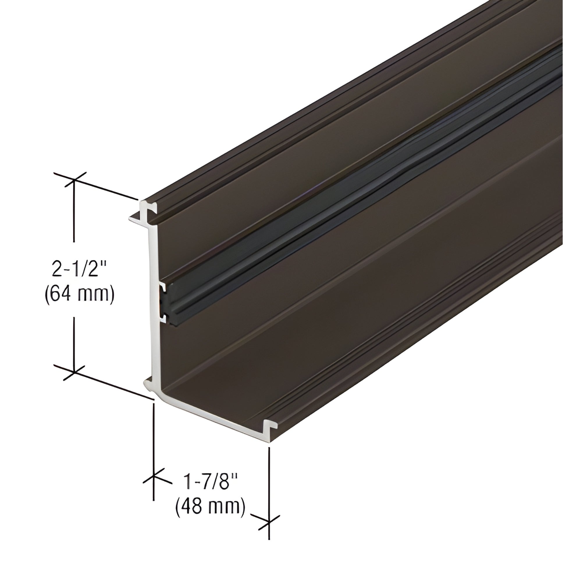 Black bronze anodized aluminum curtain wall extrusion profile, 2-1/2" (64mm) x 1-7/8" (48mm).