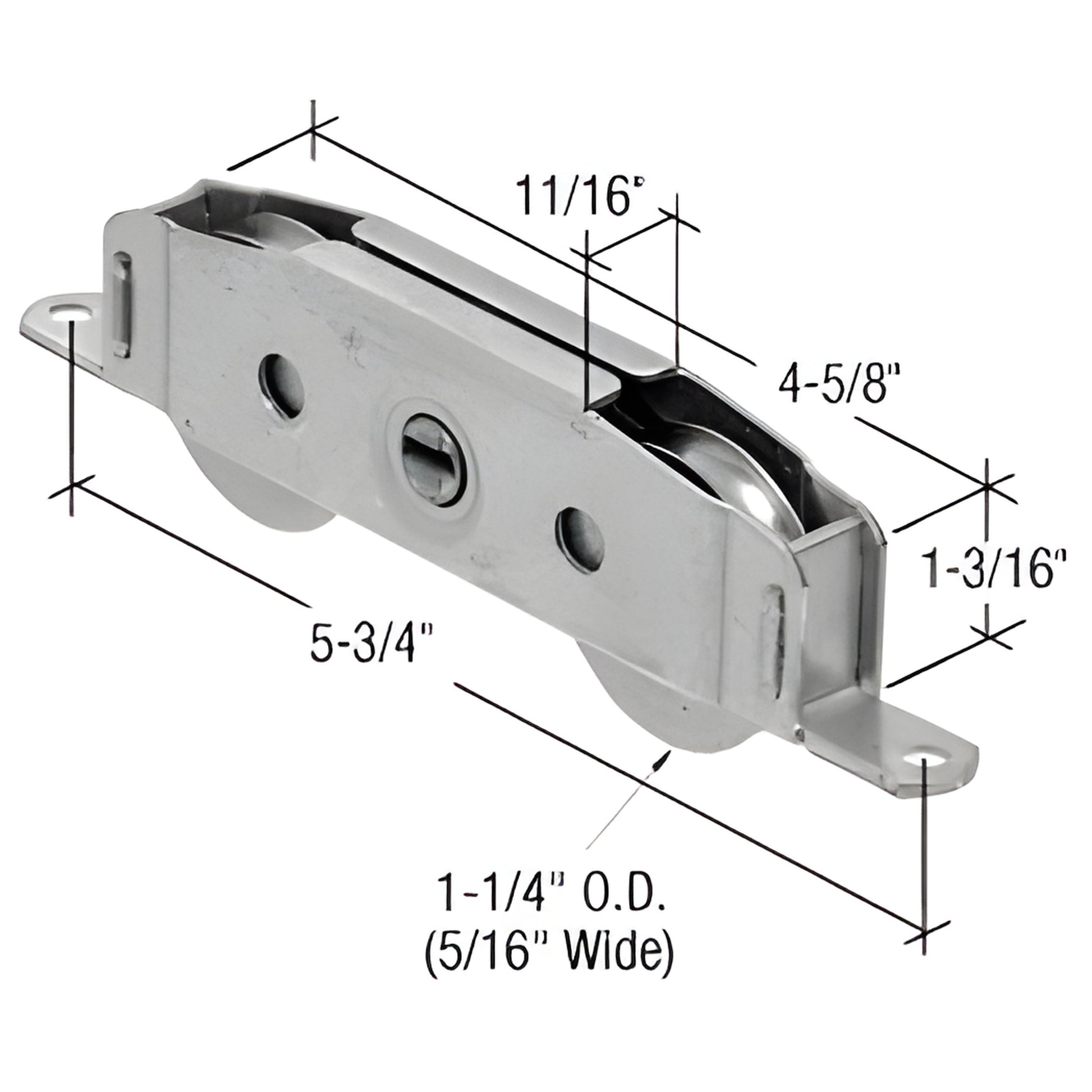 D1780 stainless steel adjustable tandem roller assembly for sliding glass doors, 5-3/4 in length.