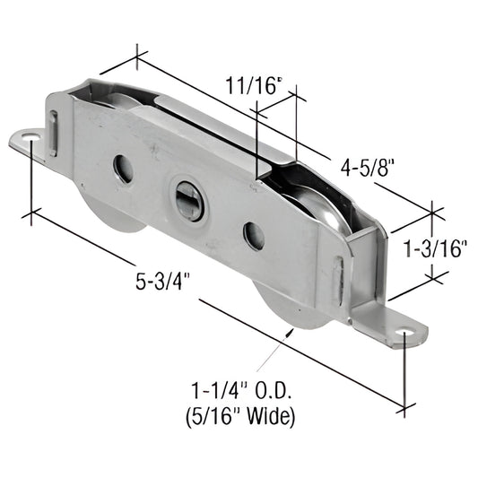 D1780 stainless steel adjustable tandem roller assembly for sliding glass doors, 5-3/4 in length.