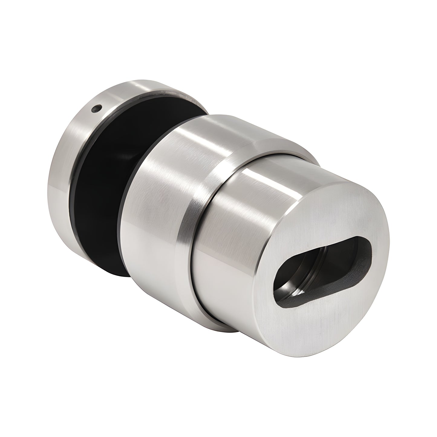 Brushed 316 stainless steel adjustable glass standoff for 3/4-27/32 in tempered laminated glass. SKU RS0B2XBS