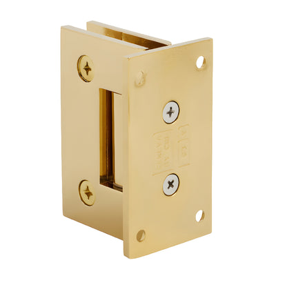 GEN037UBR ultra-brass full-back plate shower hinge for 8-12mm tempered glass, self-centering, wall-mount