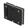 Matte black oil-dynamic full back plate glass hinge (SKU H8215BTMBL) for 8-14mm frameless doors, self-closing.