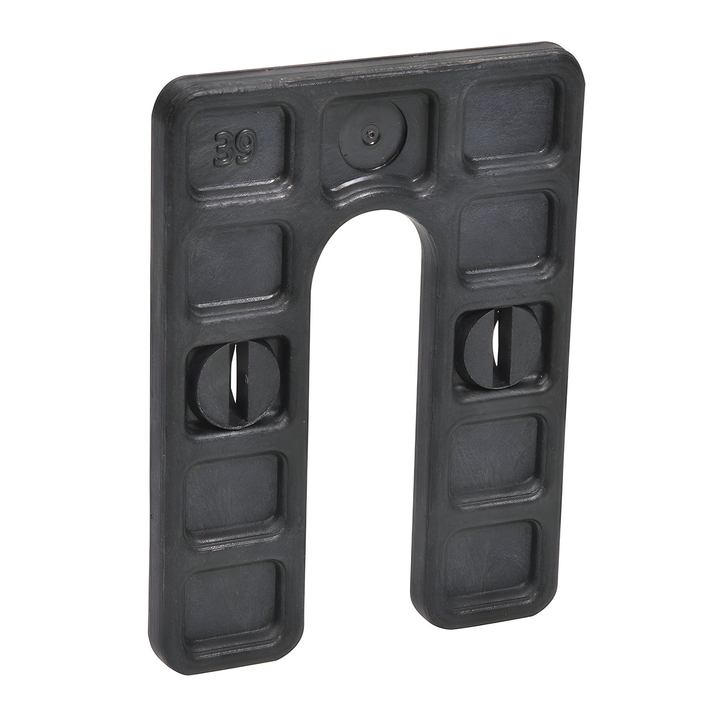CRL interlocking horseshoe shim SKU 1HS04 - black 4 in U-shaped plastic shim with bolt slots for window and door installation