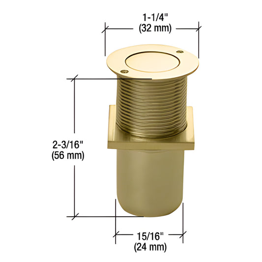 AMR207BR polished brass dustproof floor keeper for 5/8 plunger, non-locking floor-mounted keeper, 2-3/16 (56mm) long