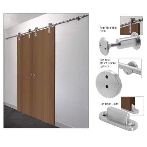 CRL 316 Brushed Stainless Laguna Sliding Door Hardware Adaptor Kit for Wood Doors