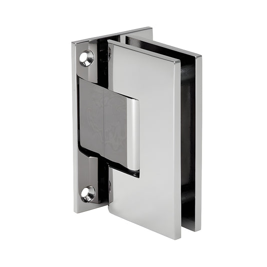 Polished nickel solid brass Vienna glass shower hinge (V1E537PN), squared wall mount pivot for 3/8-1/2" glass
