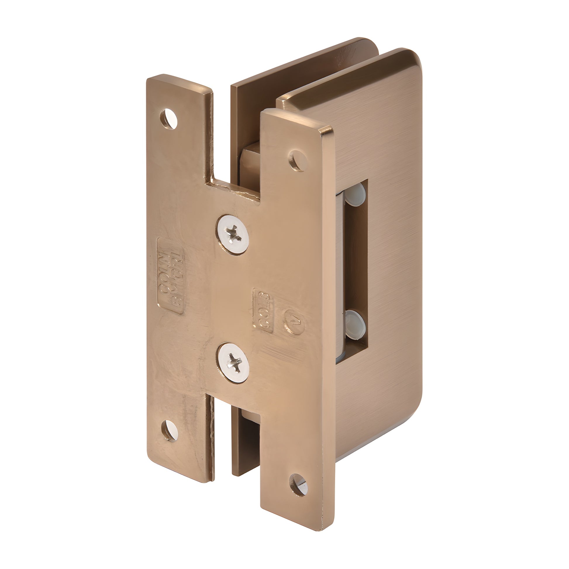 Dark brushed-bronze adjustable brass shower door hinge (Cologne series), SKU C0L337DBBZ.