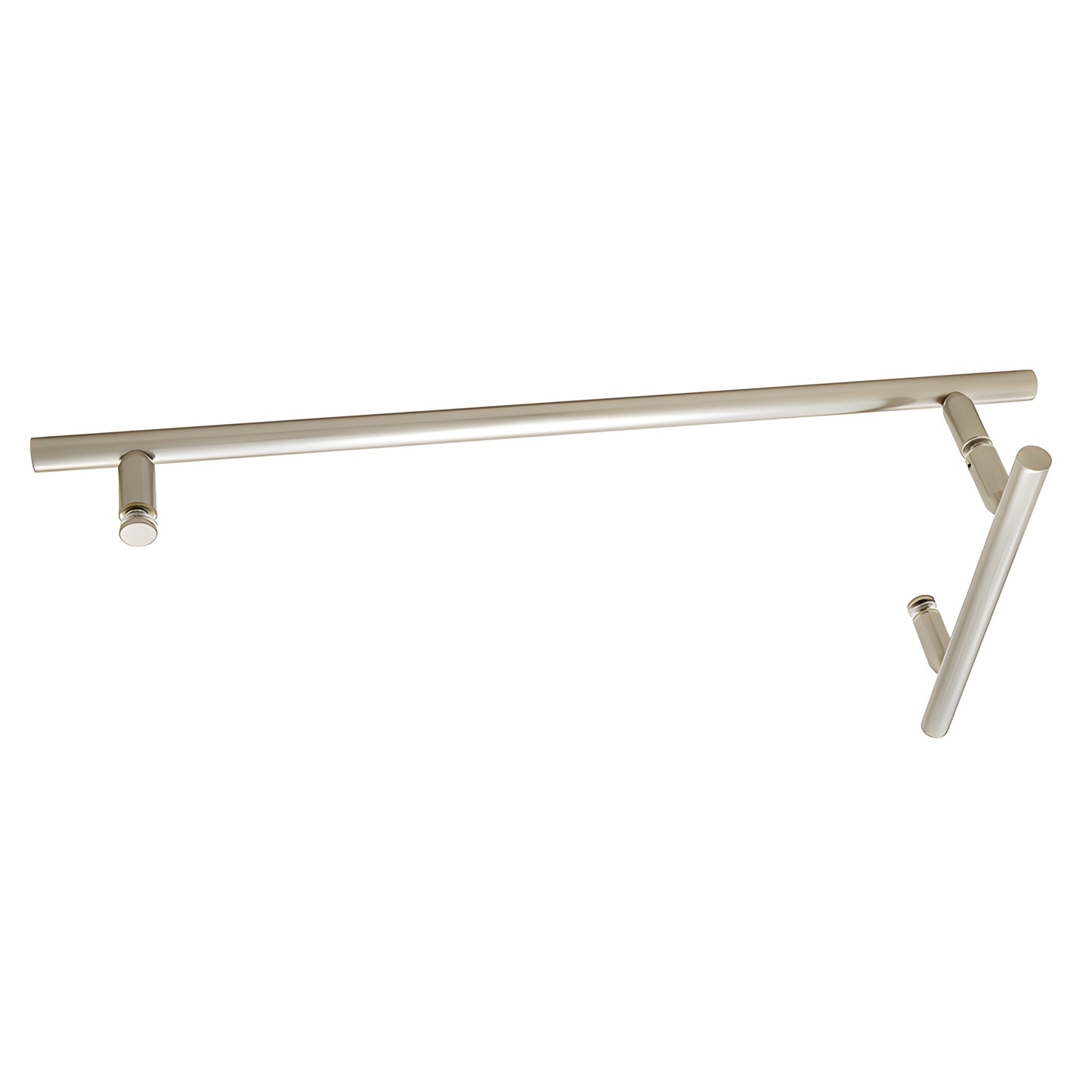 Brushed nickel ladder-style towel bar pull for frameless glass shower (SKU LTB6X18BN)