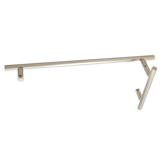 Brushed nickel ladder-style towel bar pull for frameless glass shower (SKU LTB6X18BN)