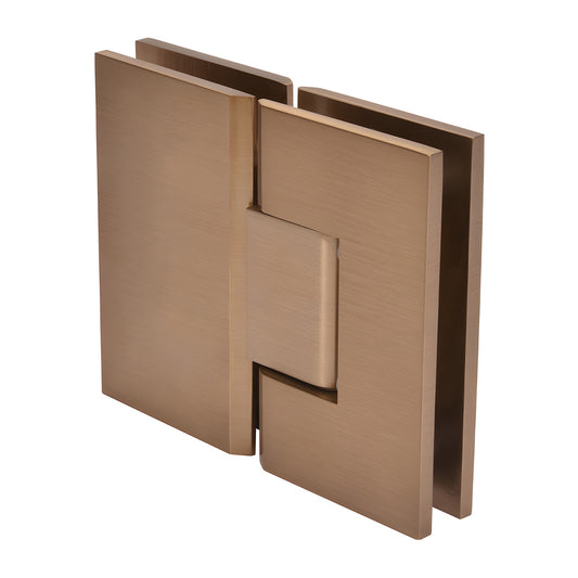 CRL Vienna 180-degree glass-to-glass shower hinge, dark brushed bronze brass, fits 3/8-1/2" glass - SKU V1E180DBBZ